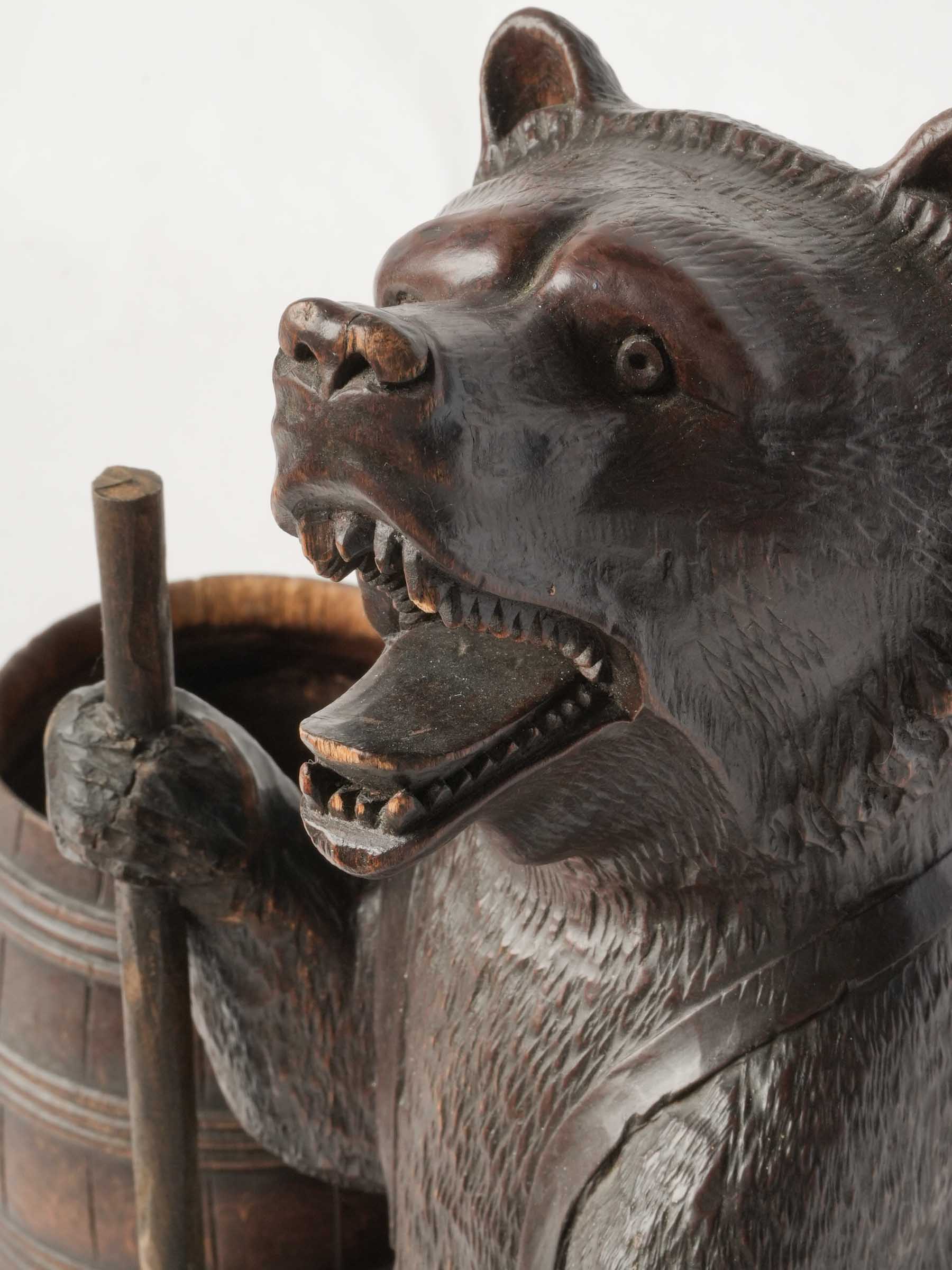 Whimsical Black Forest Hand-Carved Bear Bottle Holder, c. 1900 - 14½"x 11½"