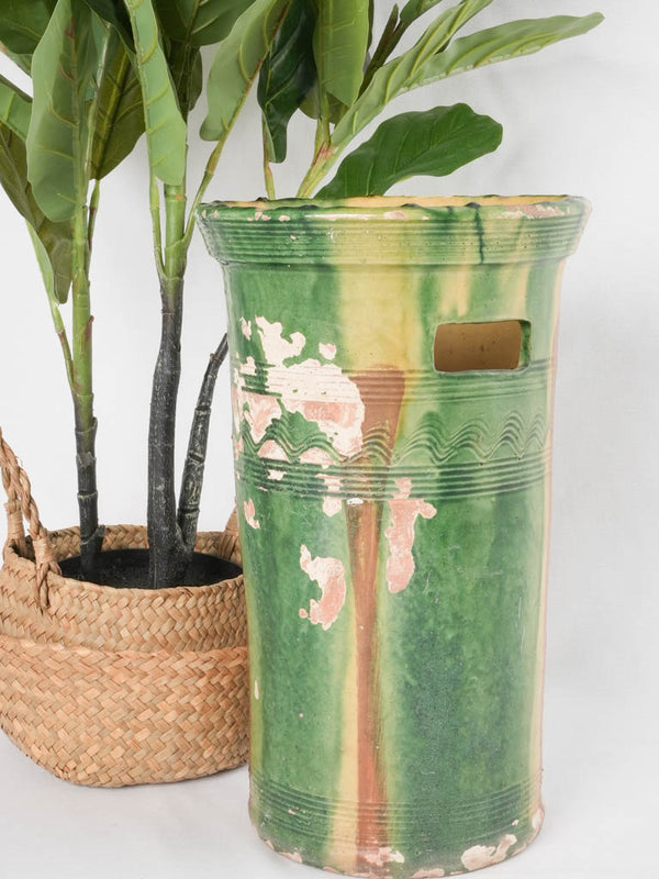 Antique green-glazed French ceramic vase