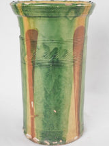 Antique French large vase with handles - green ceramic 15¾"
