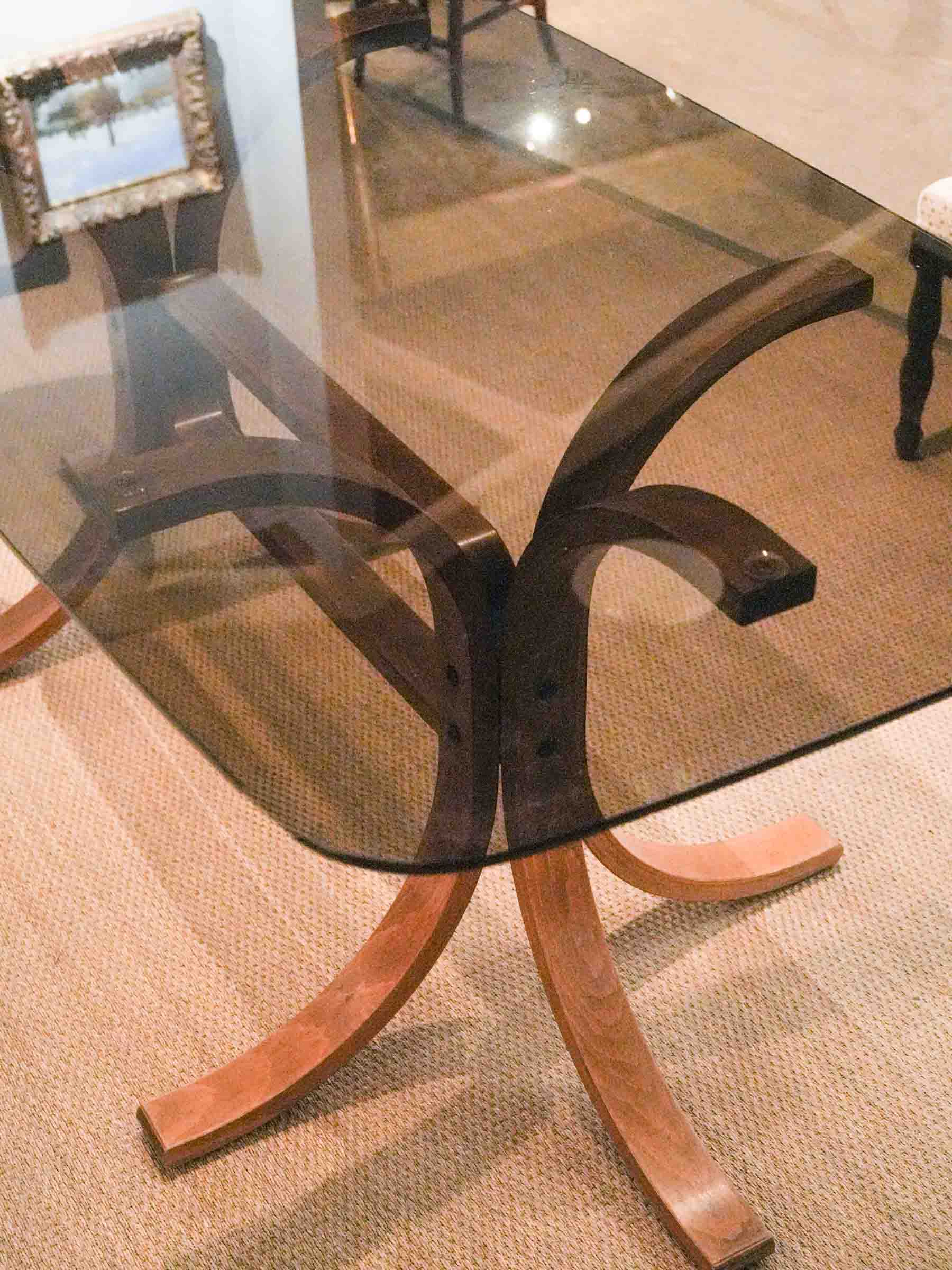 Sculptural bentwood base dining table  