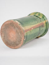 Antique French large vase with handles - green ceramic 15¾"