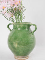 Antique French confit pot w/ green glaze 13"