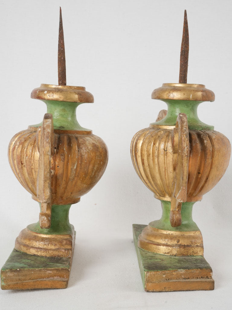 Genoese Church Carved Wood Candlesticks