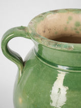 Antique French confit pot w/ green glaze 13"