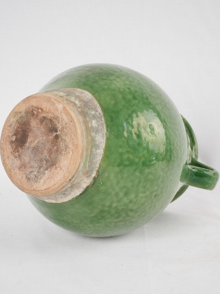 Old-style French green glazed pottery