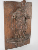 Distressed symbolic oak bishop statue