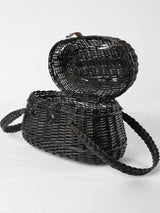 Late 19th century French market basket - black wicker 11"