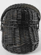 Late 19th century French market basket - black wicker 11"