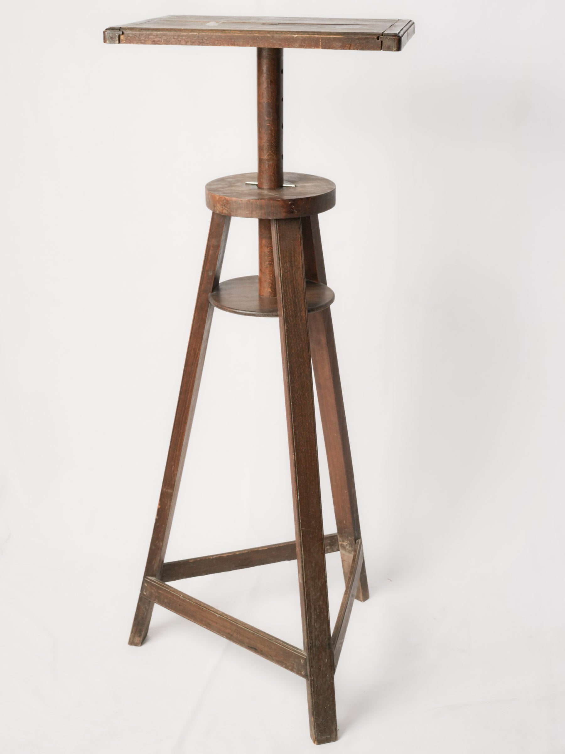 Antique French Adjustable Sculptor's Stand w/ Revolving Top - 48¾"