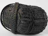 Late 19th century French market basket - black wicker 11"