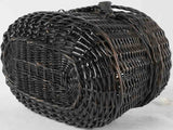 Late 19th century French market basket - black wicker 11"
