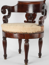 French Restoration period antique desk swivel armchair