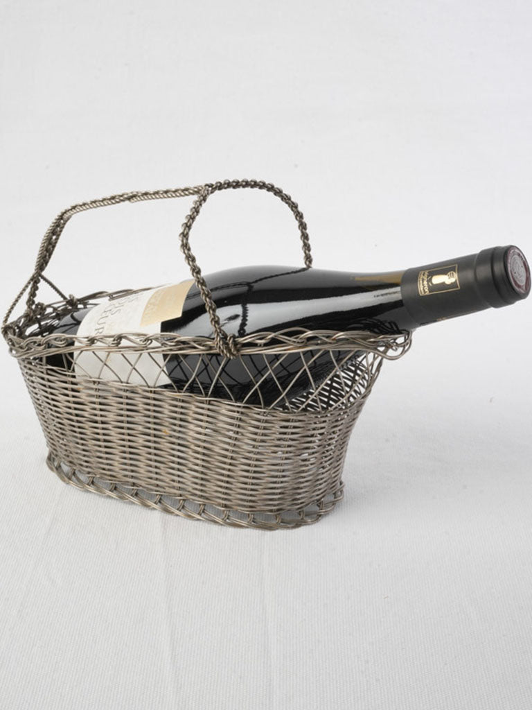 Vintage silvered metal wine holder