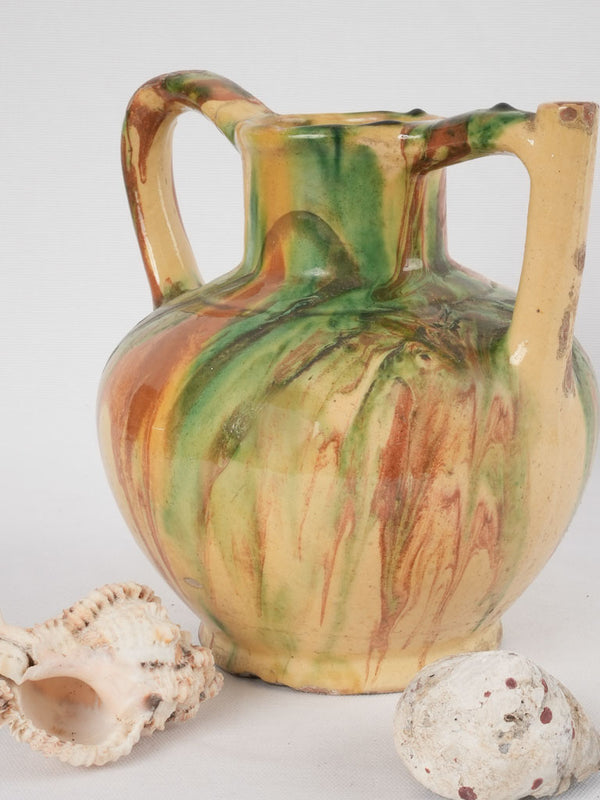 Antique green-glazed French water pitcher