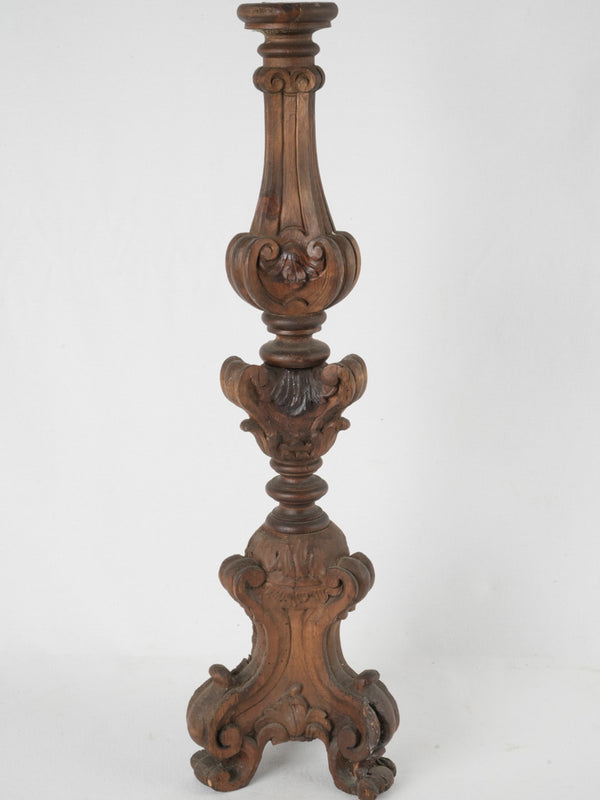 Tall 19th century Italian church altar candlestick - carved wood 26½"