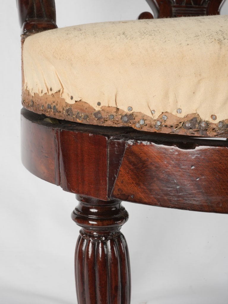 French Restoration period antique desk swivel armchair