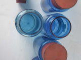 Collection of 7 blue glass French apothecary jars 9½"
