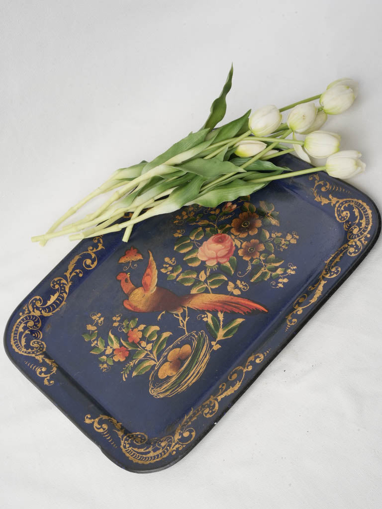 Vintage cobalt-blue painted tray