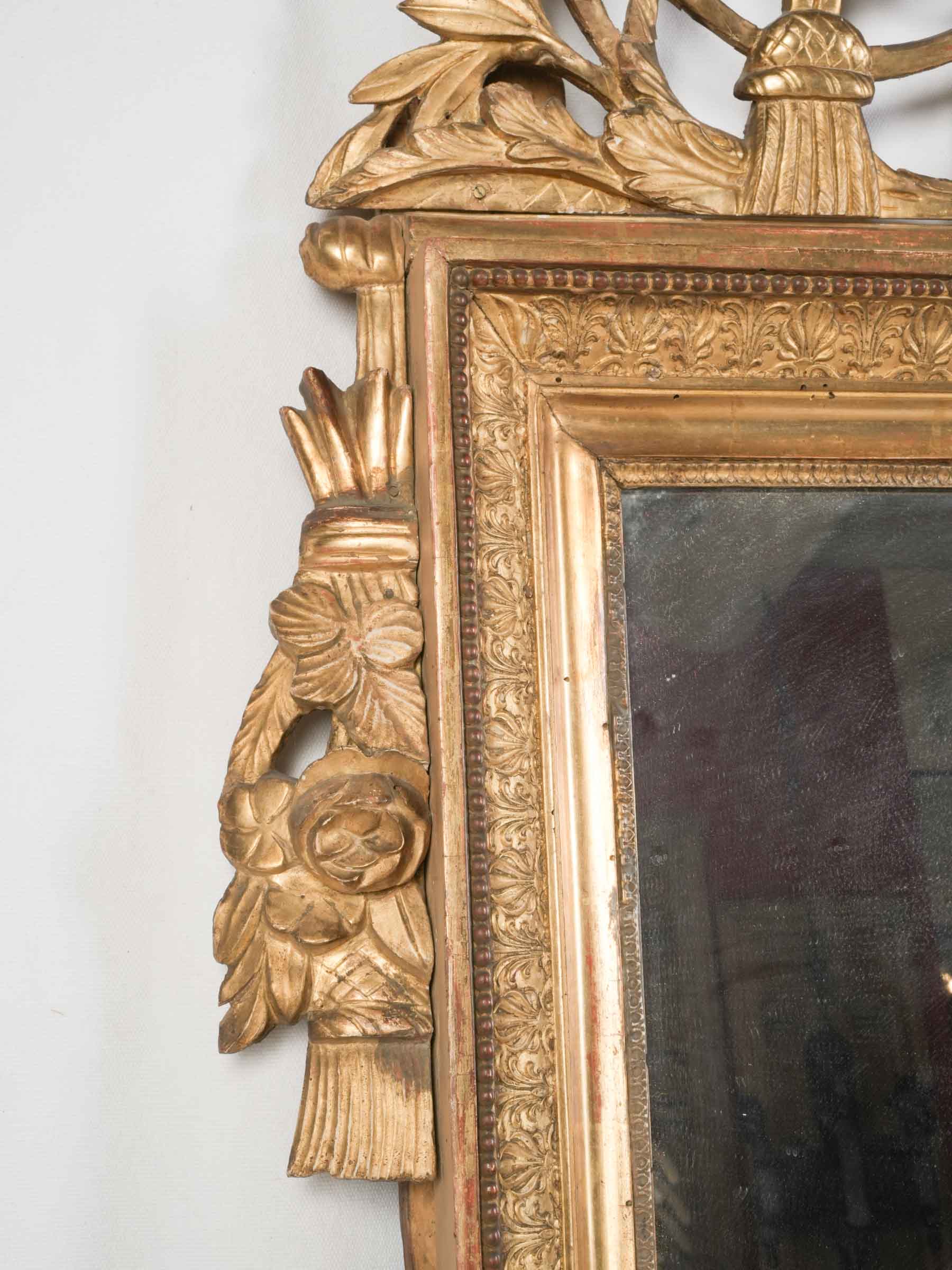 Superb Early 19th-Century French Giltwood Mirror w/ Openwork Crest & Original Mercury Plate - 72" -41¼"