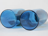Collection of 7 blue glass French apothecary jars 9½"