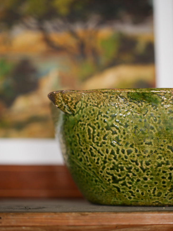 Historical small green ceramic bowl