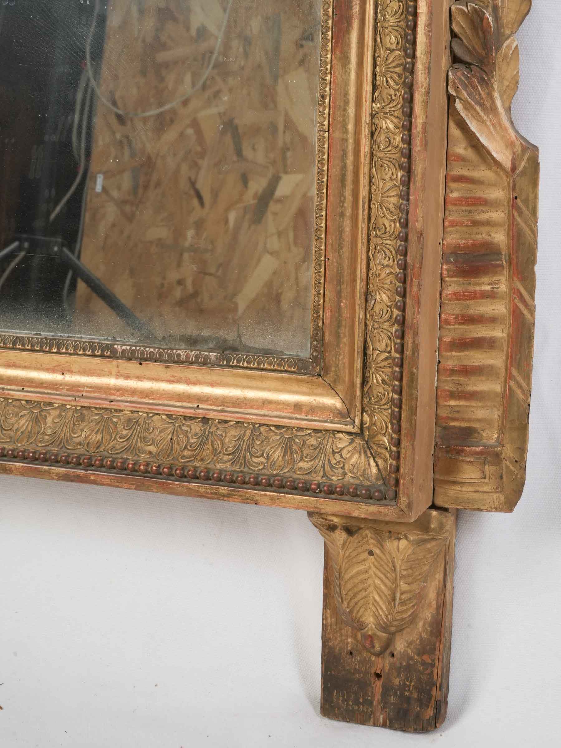 Superb Early 19th-Century French Giltwood Mirror w/ Openwork Crest & Original Mercury Plate - 72" -41¼"