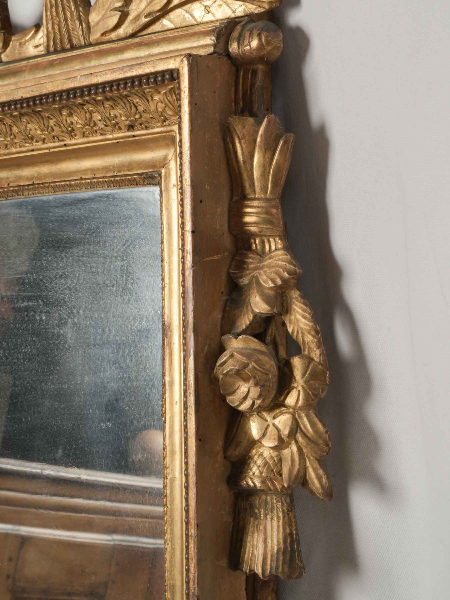 Superb Early 19th-Century French Giltwood Mirror w/ Openwork Crest & Original Mercury Plate - 72" -41¼"