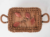 19th century straw & rattan box 11"