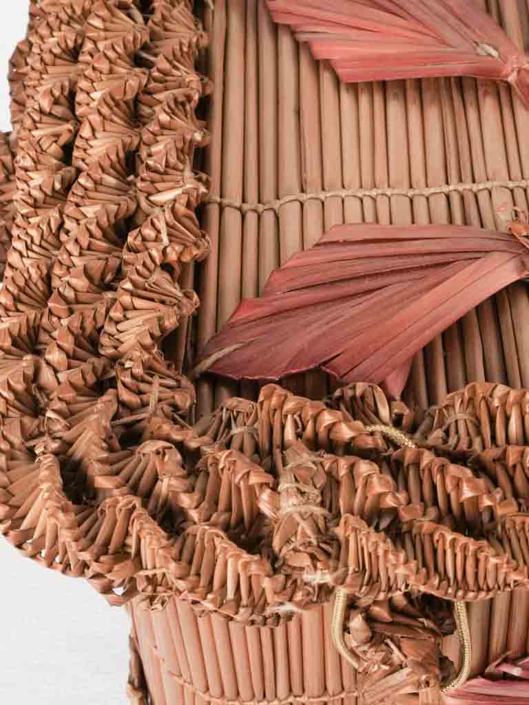 19th century straw & rattan box 11"