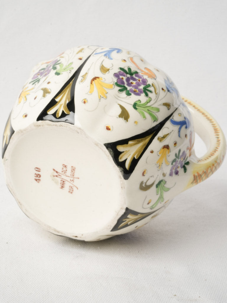 Mid-20th Century Italian Hand-Painted Ceramic Pitcher - 7"