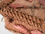 19th century straw & rattan box 11"
