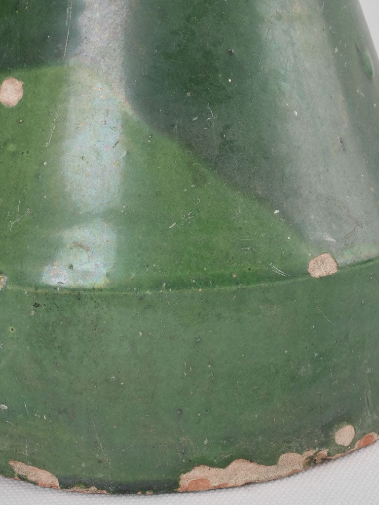 Antique vase from Castelnaudary w/ green glaze 10¾"