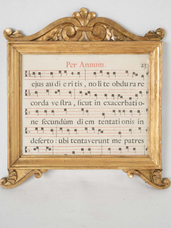 Antique Italian Carta Gloria - framed sheet music 15" x 13¾"
