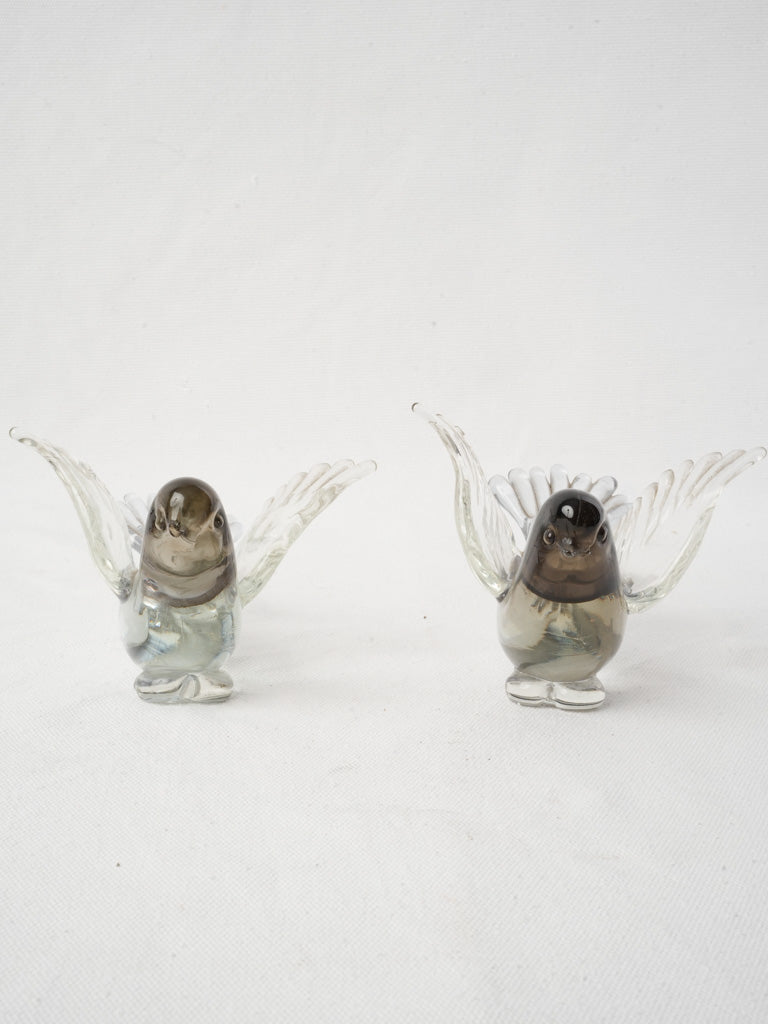 Clear glass ribbed wing doves