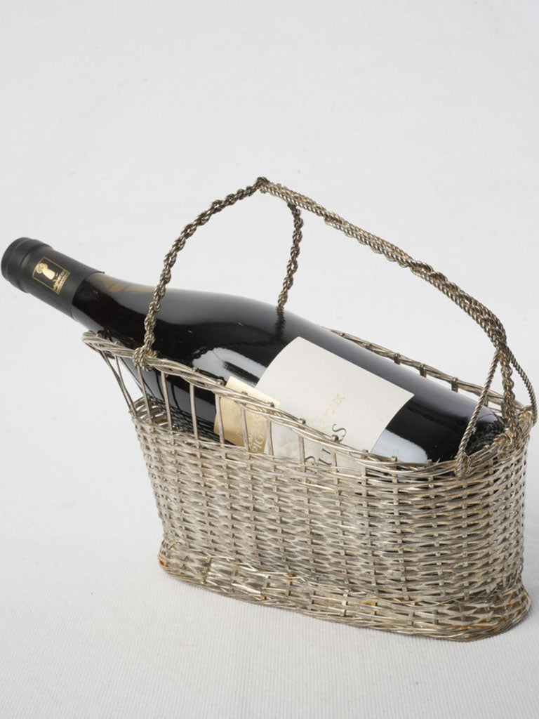 French woven metal wine holder  