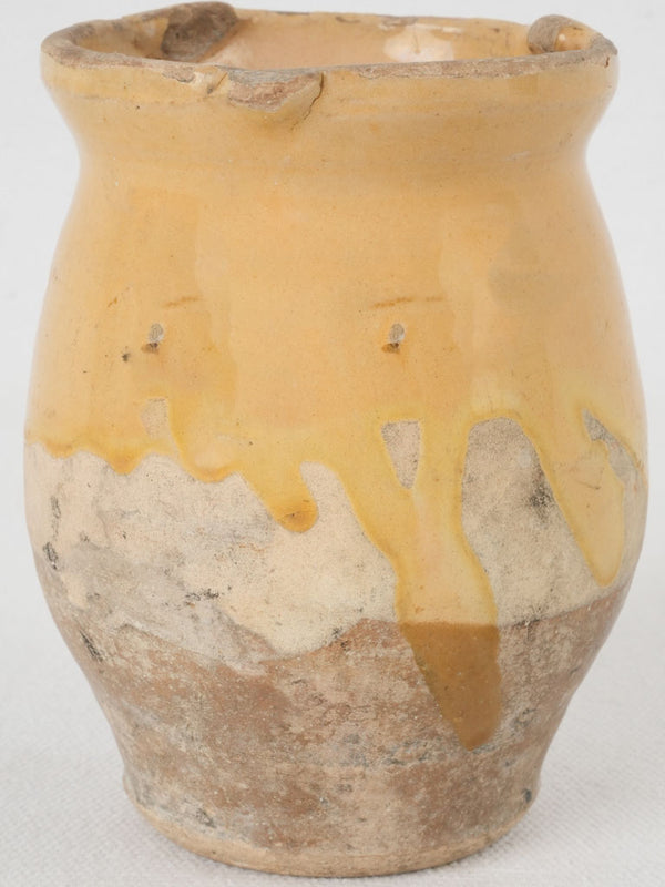 Vintage, French, Yellow-Glazed Terracotta Bouillon Pot