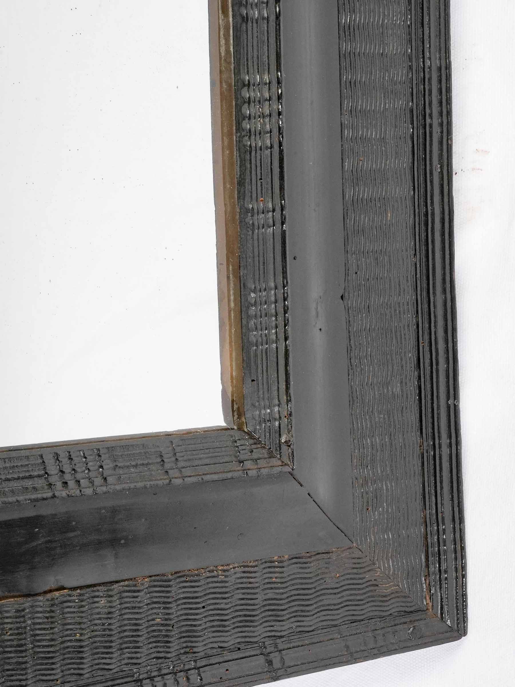 Handsome Antique Italian Ebonized Mirror w/ Rippled Baroque Frame & Original Mercury Plate - 36¼" x 30¾"