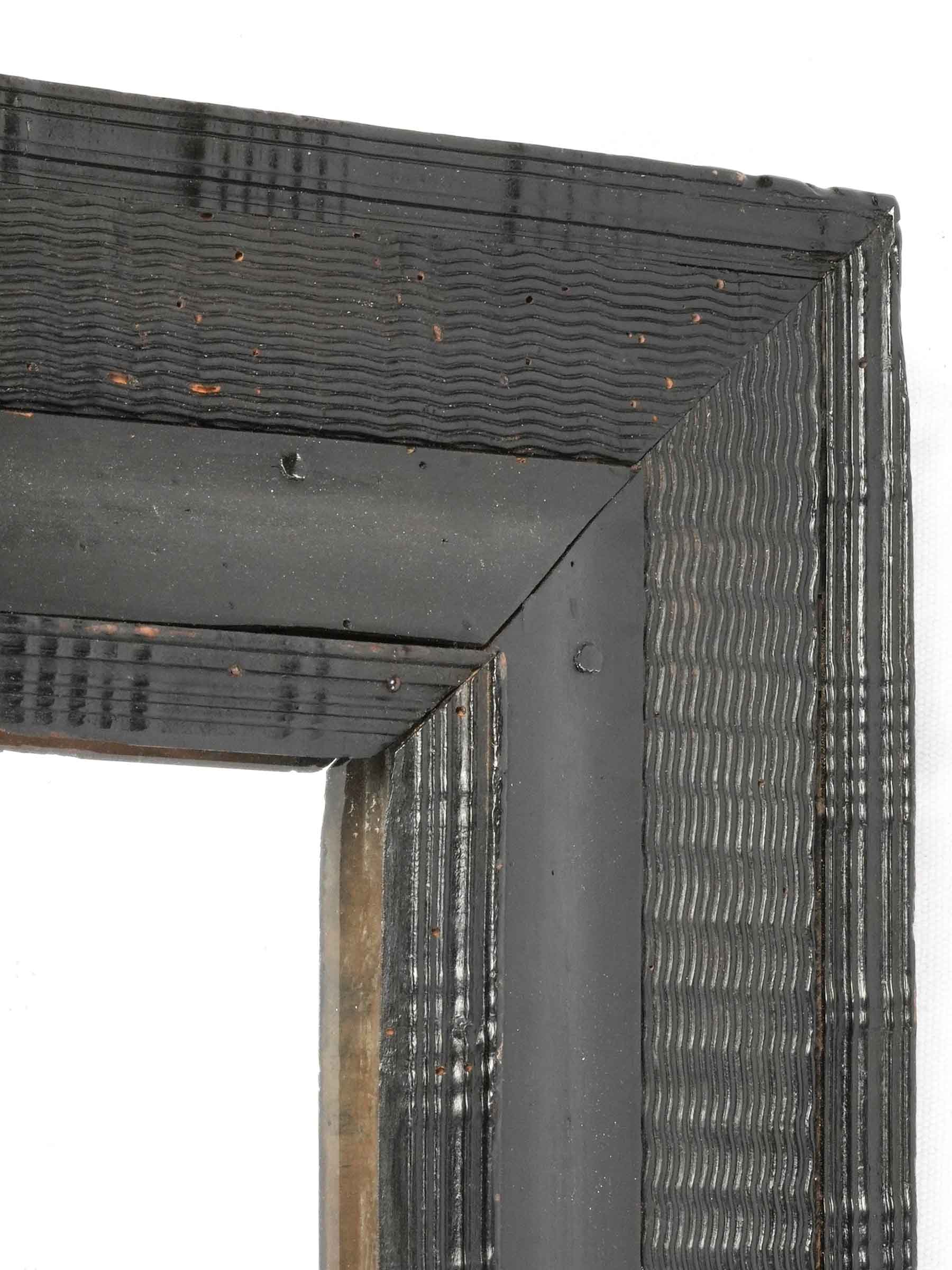 Handsome Antique Italian Ebonized Mirror w/ Rippled Baroque Frame & Original Mercury Plate - 36¼" x 30¾"