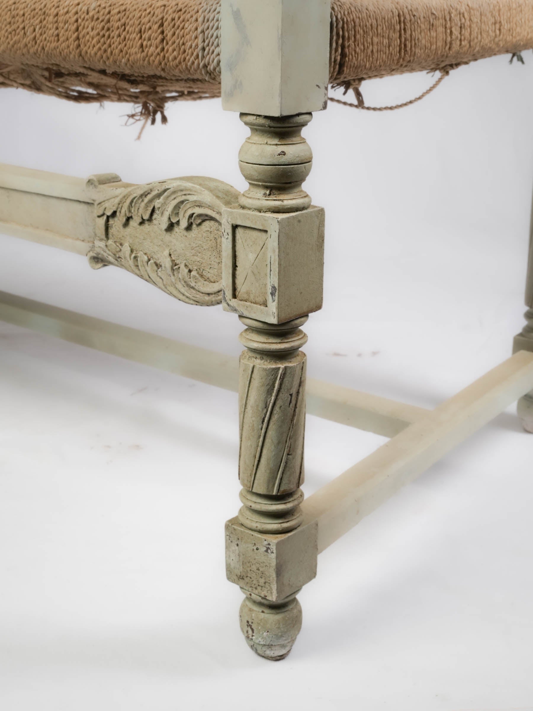 Rustic woven seat wooden benches  