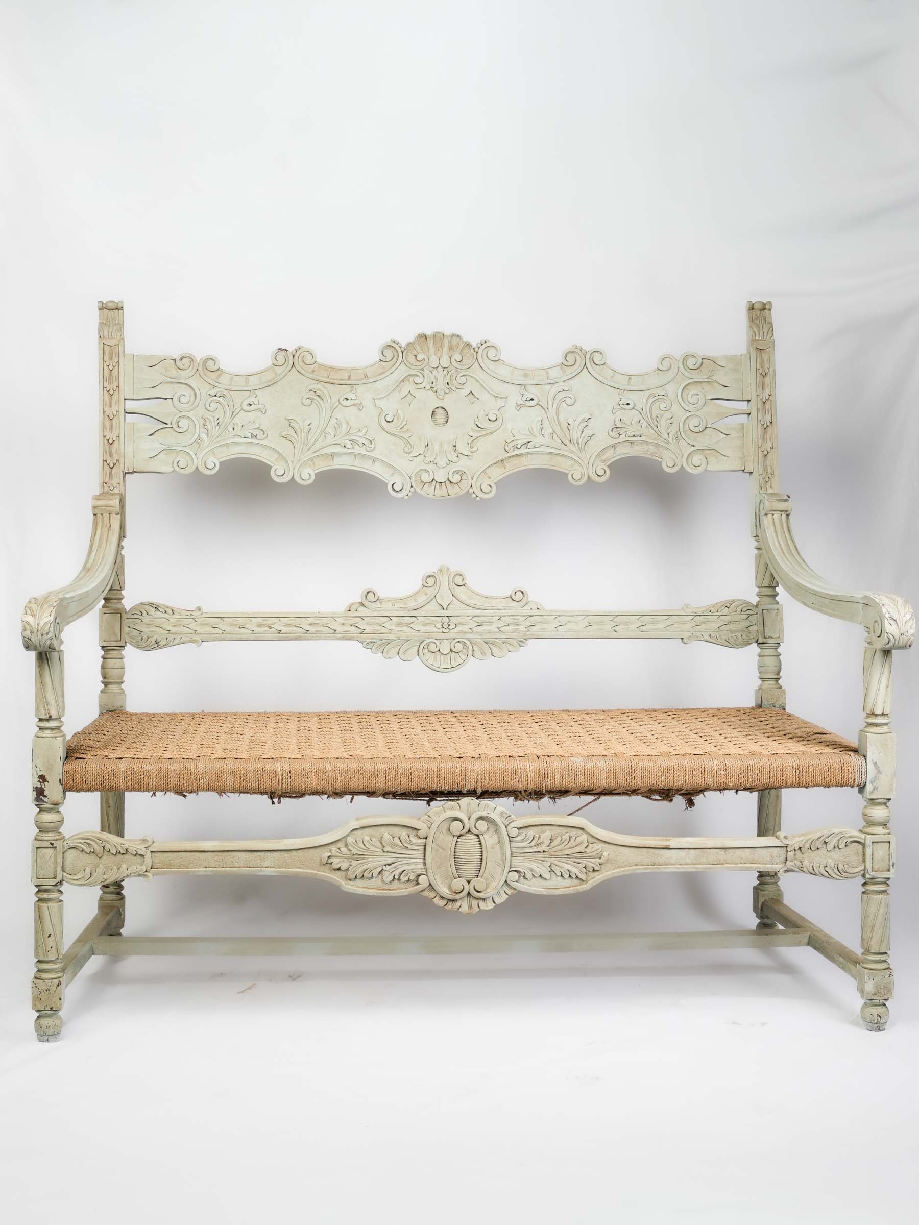 Muted Provençal sage green benches  