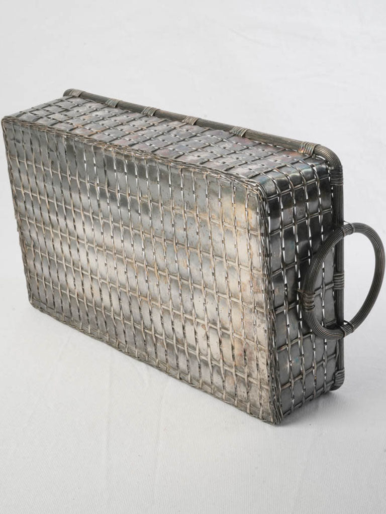 Rustic elegant silver-tone basket.