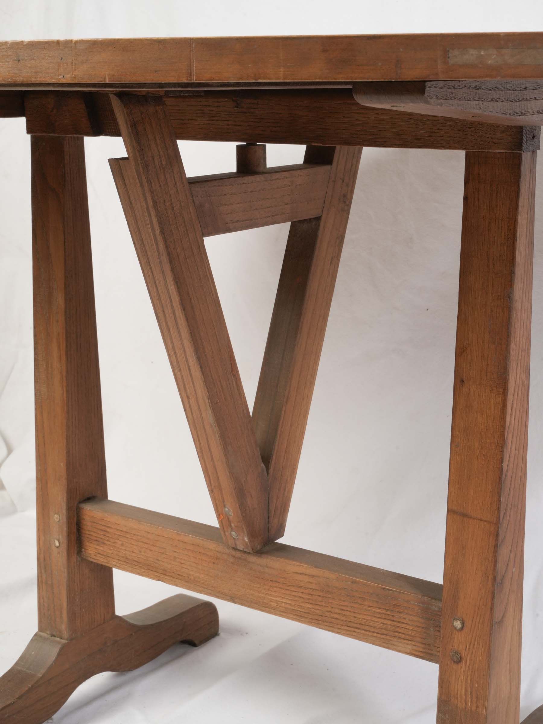French Mid-20th Century Folding Table w/ Vibrant Vallauris Ceramic Cockerel Plaque - 51¼"
