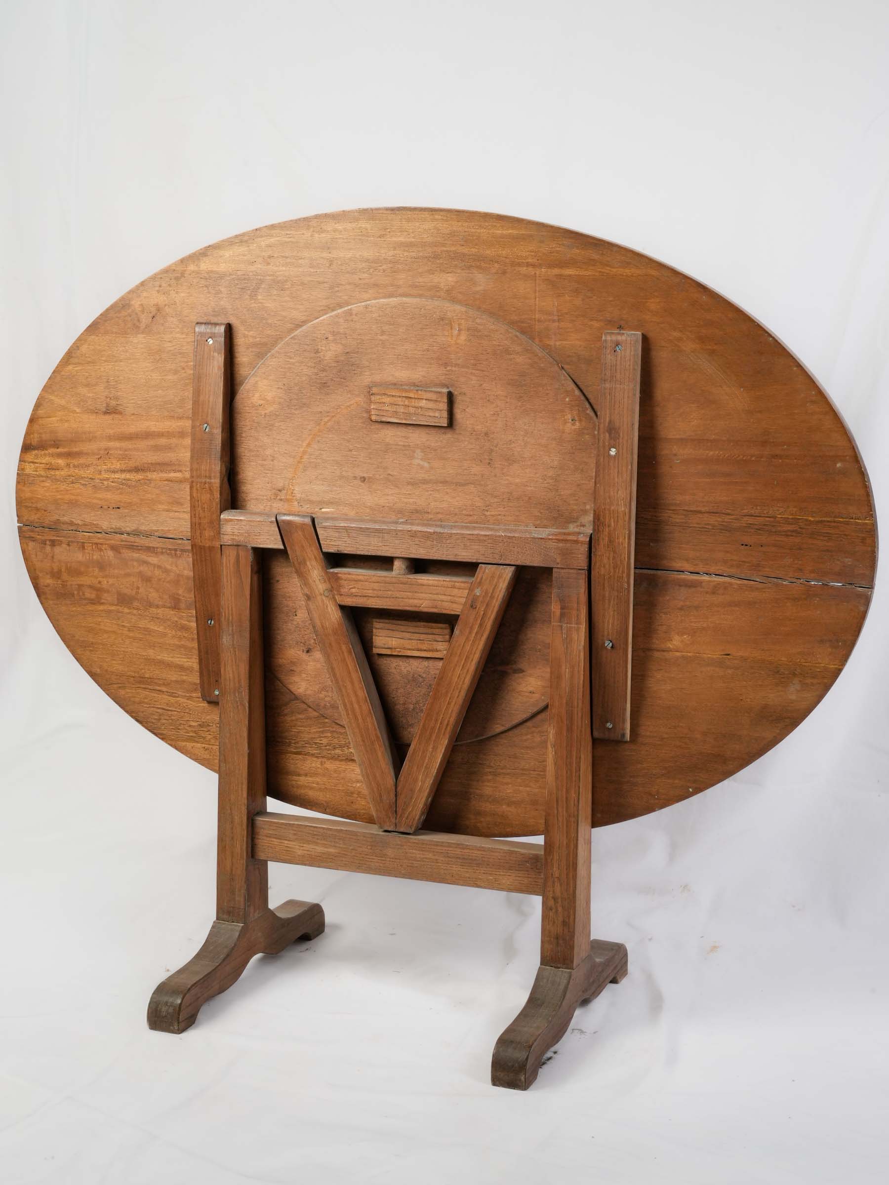 French Mid-20th Century Folding Table w/ Vibrant Vallauris Ceramic Cockerel Plaque - 51¼"