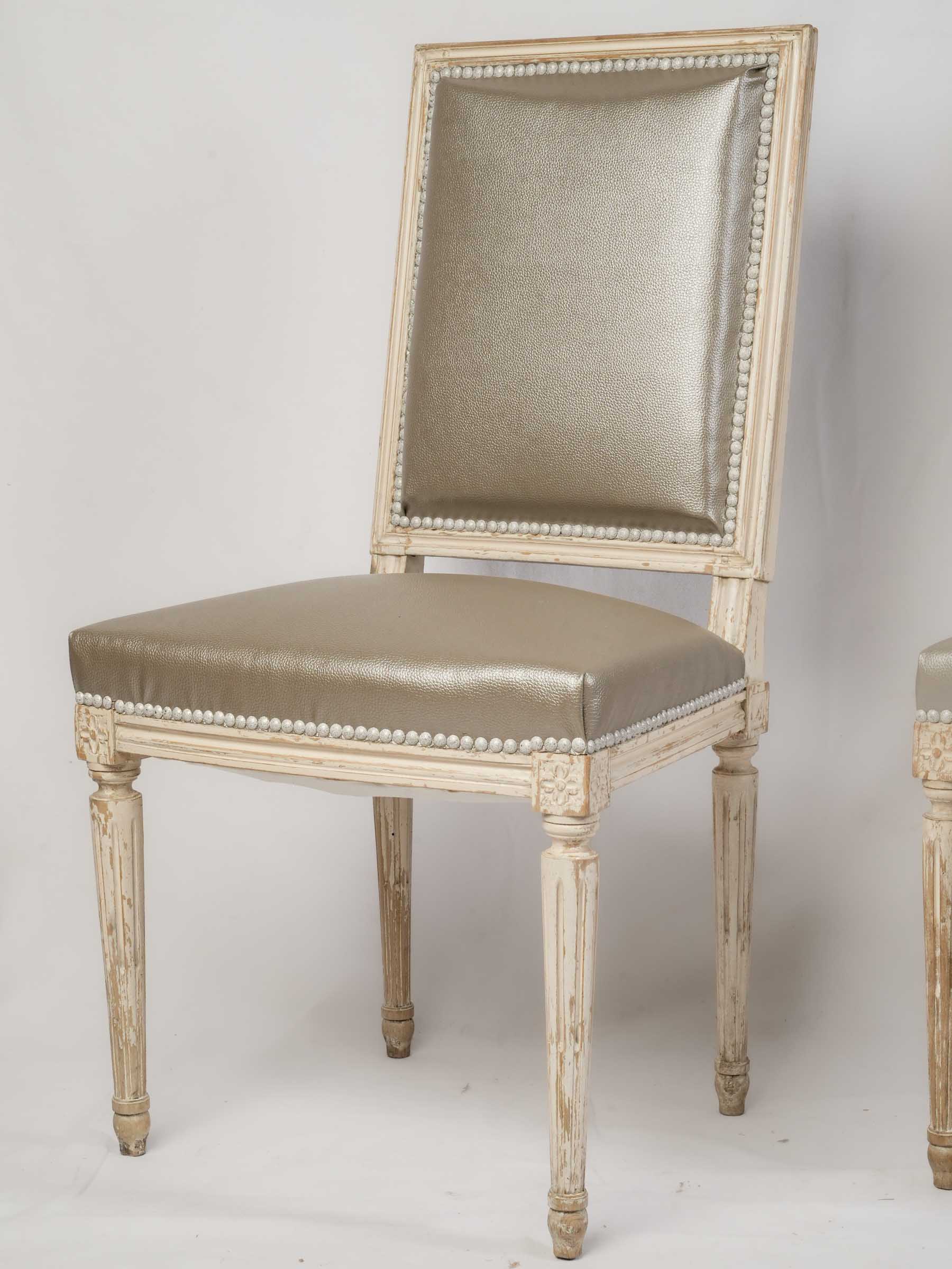 Suite of Eight French Louis XVI-Style Painted Dining Chairs, Early 20th Century