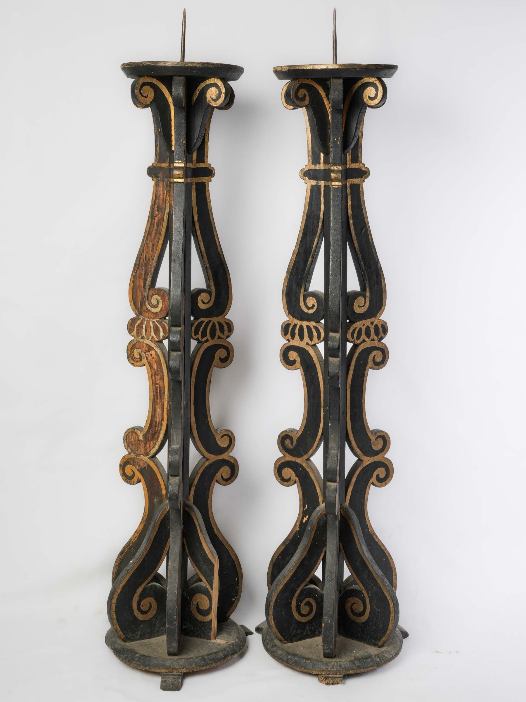 Baroque-style theatrical decorative torchères  