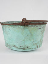 Antique copper cauldron w/ verdigris patina 20¾"