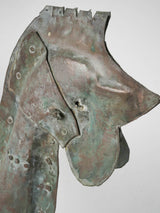 Aged verdigris copper rooster statue