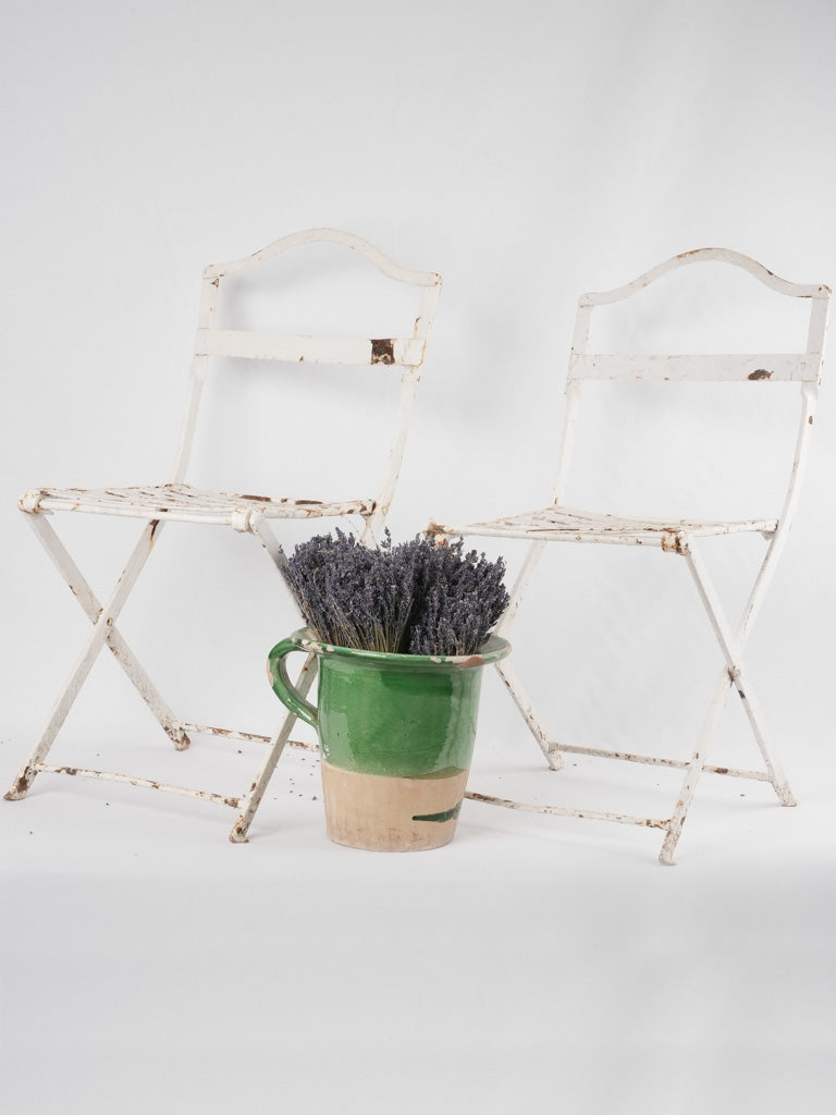 Antique white French garden chairs