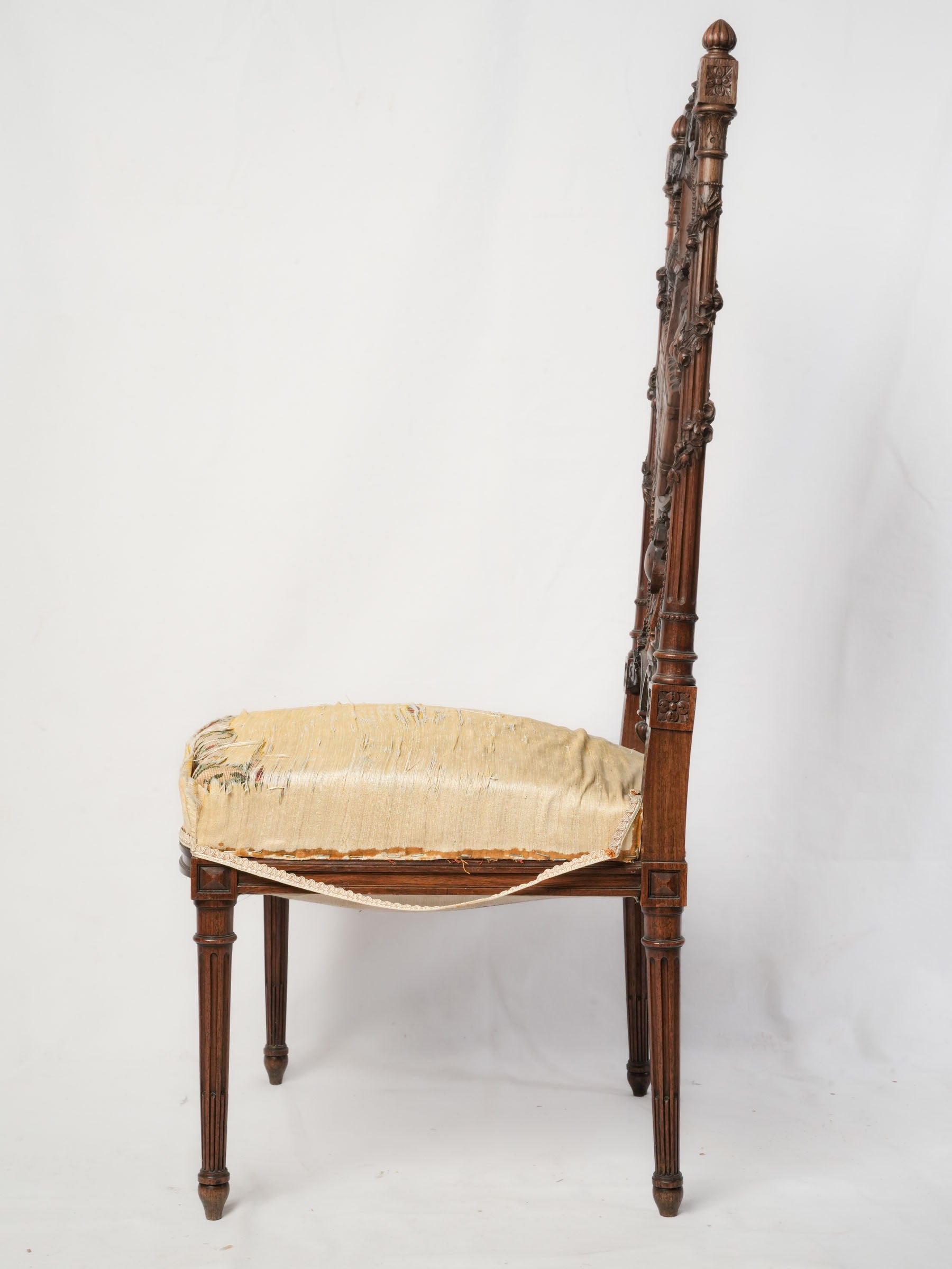 Napoleon III Carved Rosewood Low Chair with Musical Trophy, c. 1870 - 41"