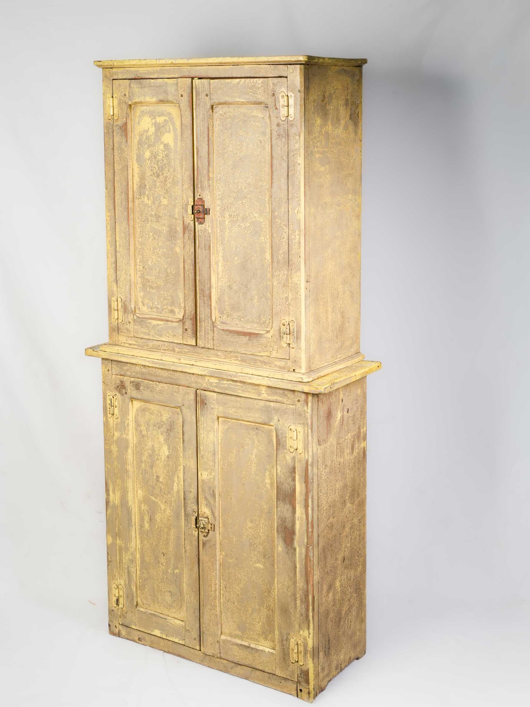 Painted Rustic Kitchen or Workshop Cupboard, Early 20th Century - 70½"